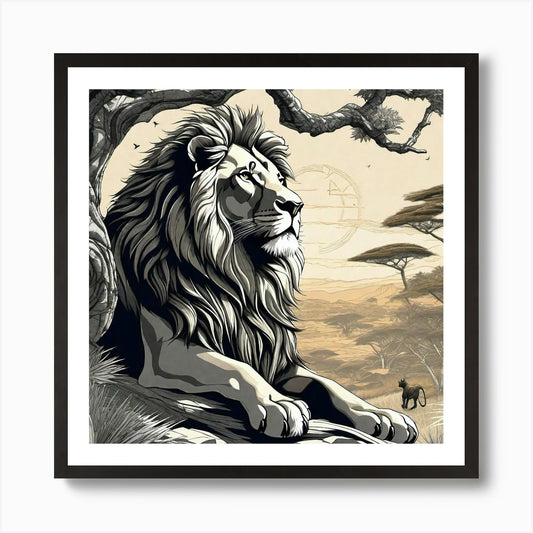 Lion In The Wild Art Print Framed Wall Art Poster Canvas Print Picture