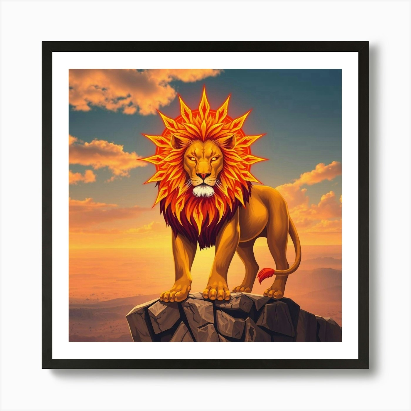 Lion On The Cliff 1 Art Print Framed Wall Art Poster Canvas Print Picture