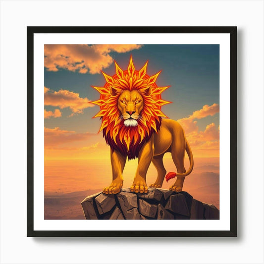Lion On The Cliff 1 Art Print Framed Wall Art Poster Canvas Print Picture