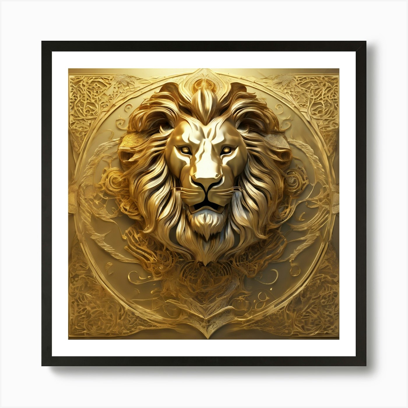 221699 A Large Lion In Three Dimens Framed Wall Art Poster Canvas Print Picture