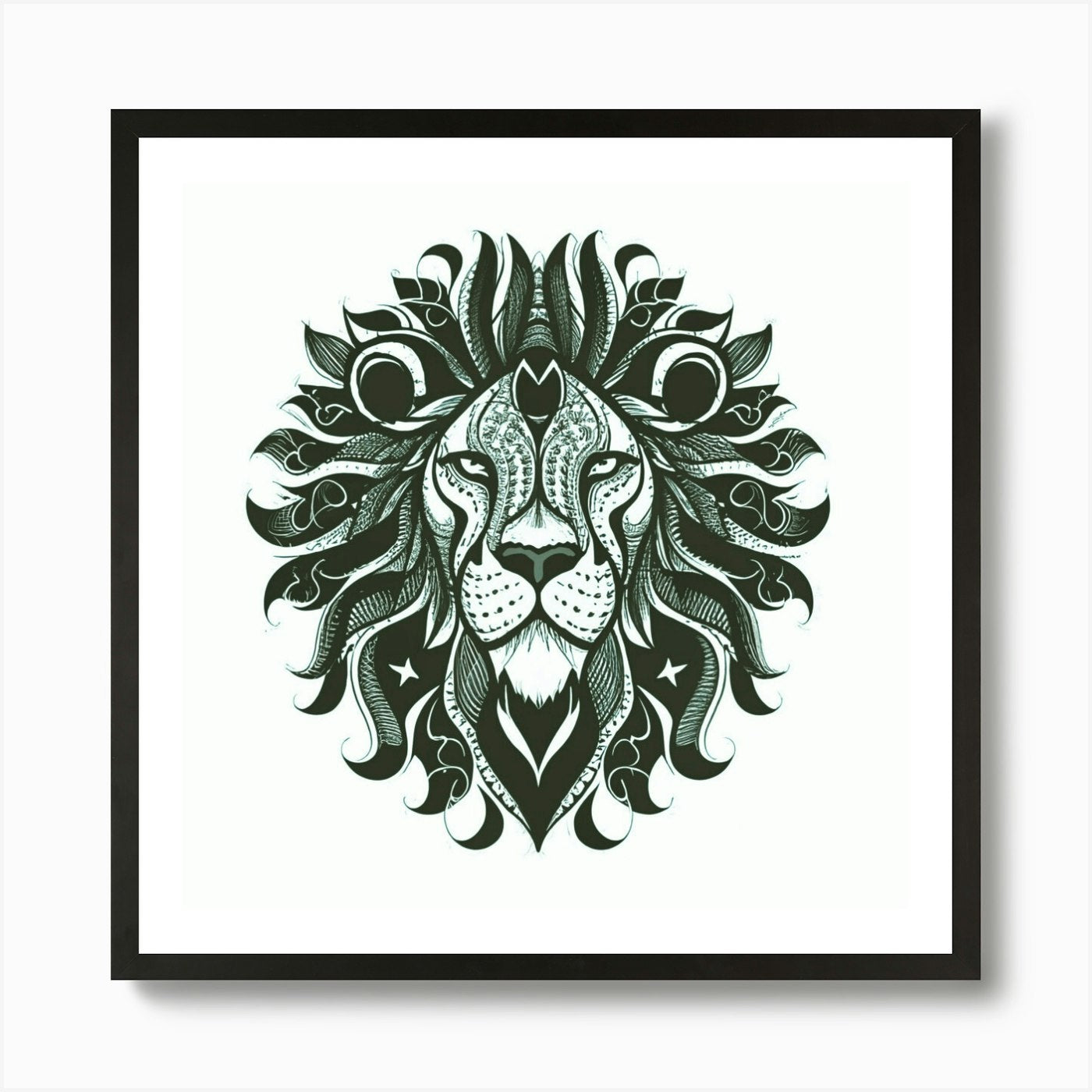 Lion Head Tattoo Art Print Framed Wall Art Poster Canvas Print Picture
