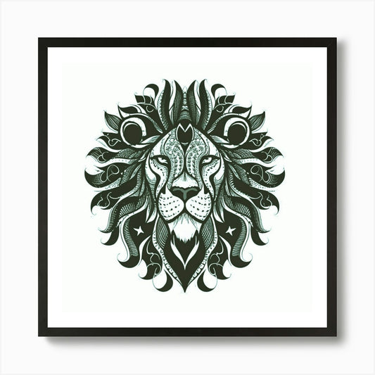 Lion Head Tattoo Art Print Framed Wall Art Poster Canvas Print Picture