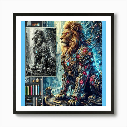 Lion Art Piece / Abstract / art pal Framed Wall Art Poster Canvas Print Picture
