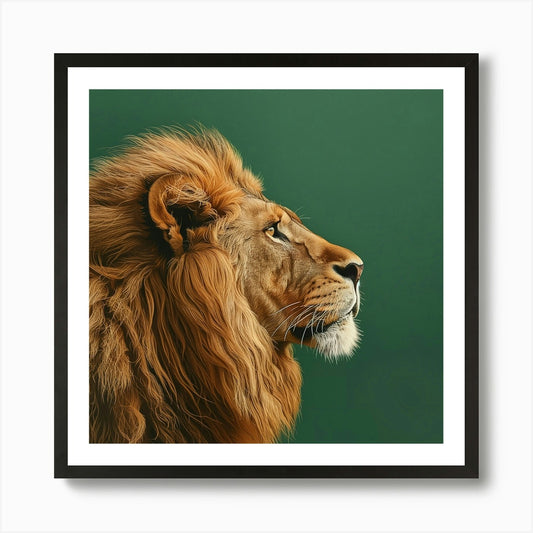 Animal Lion In The Green Room Squar Framed Wall Art Poster Canvas Print Picture