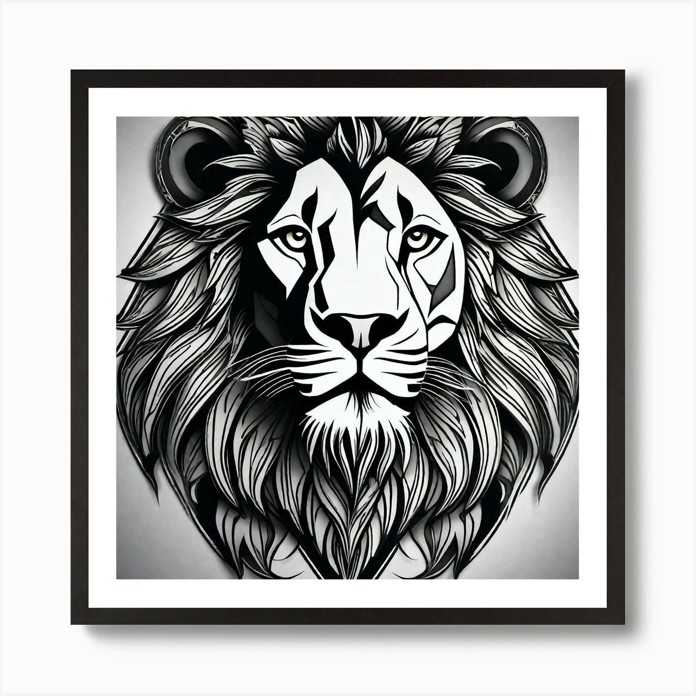 Lion Head Tattoo 6 Art Print Framed Wall Art Poster Canvas Print Picture