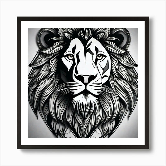 Lion Head Tattoo 6 Art Print Framed Wall Art Poster Canvas Print Picture