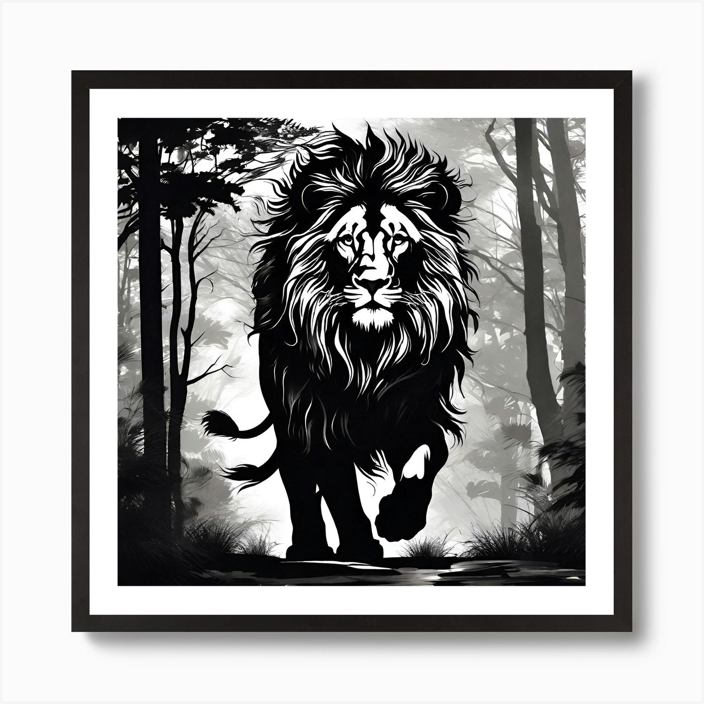 Lion In The Forest 15 Art Print Framed Wall Art Poster Canvas Print Picture