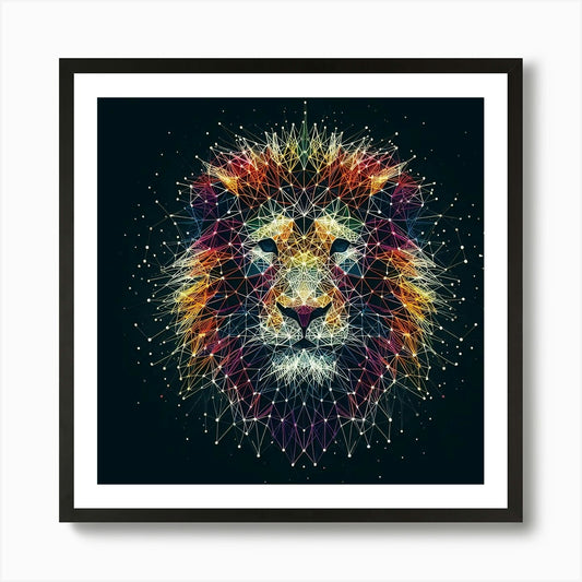 Abstract Lion String Art Concept Ar Framed Wall Art Poster Canvas Print Picture