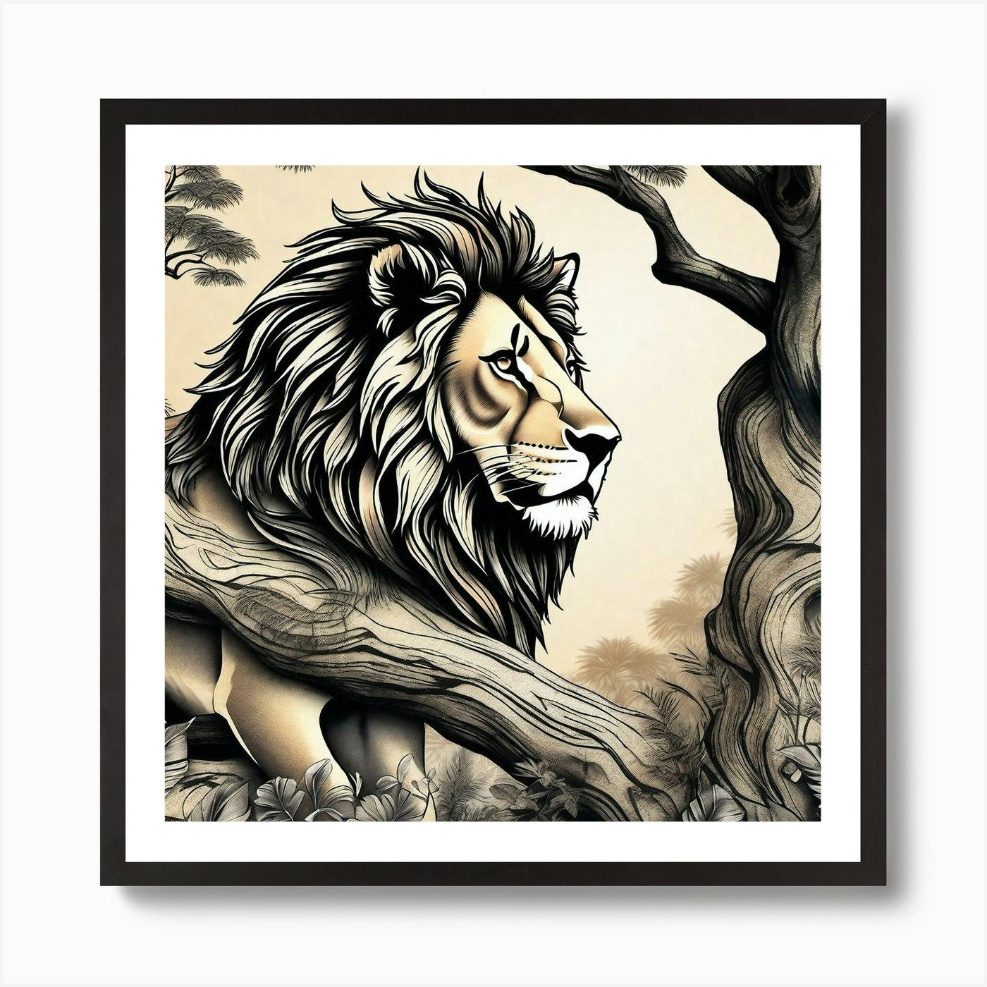 Lion In The Forest 32 Art Print Framed Wall Art Poster Canvas Print Picture