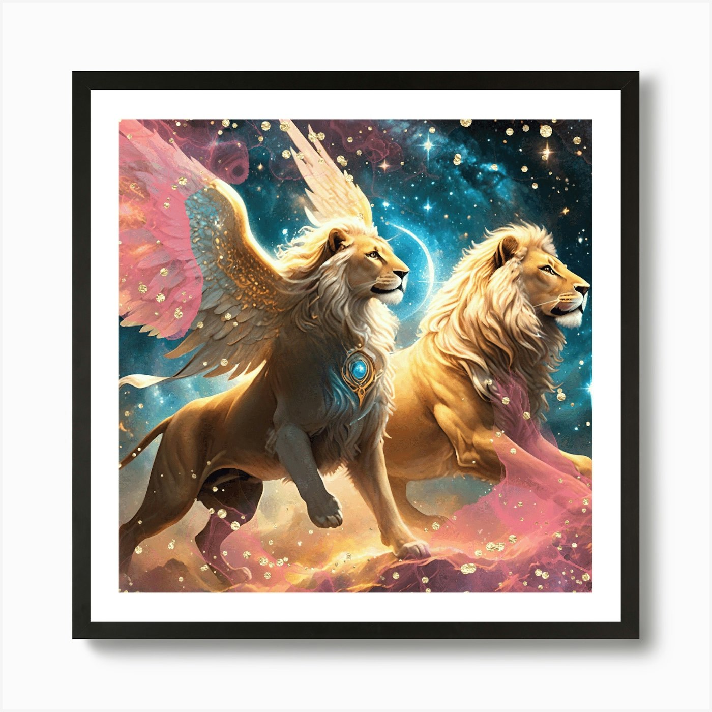 On Lion Wings Art Print Framed Wall Art Poster Canvas Print Picture