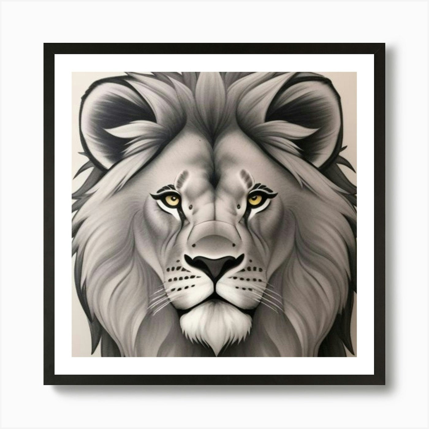 Lion In Black And White Art Print Framed Wall Art Poster Canvas Print Picture