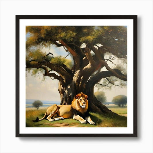 Lion Under The Tree 16 Art Print Framed Wall Art Poster Canvas Print Picture