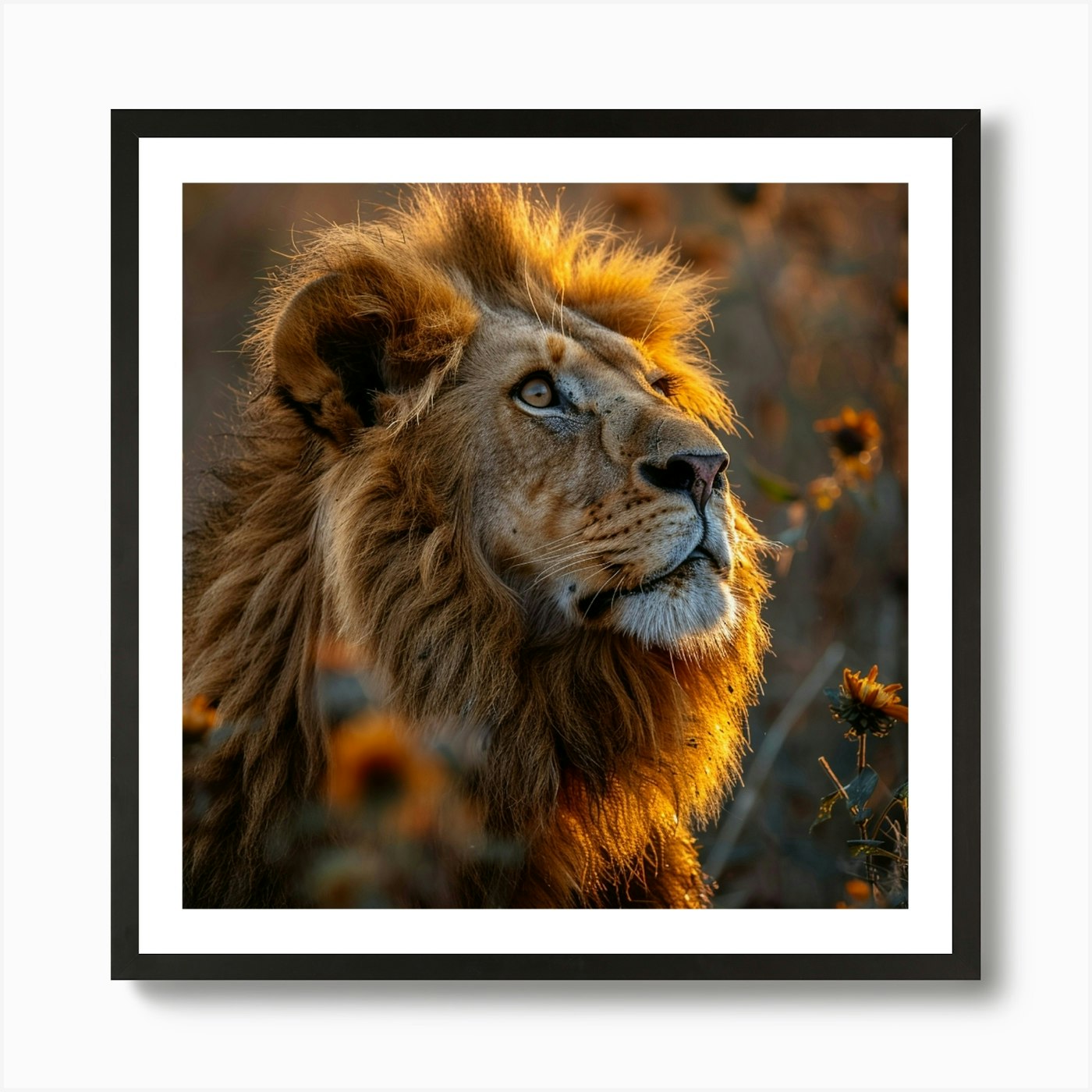Lion In The Sun Art Print Framed Wall Art Poster Canvas Print Picture