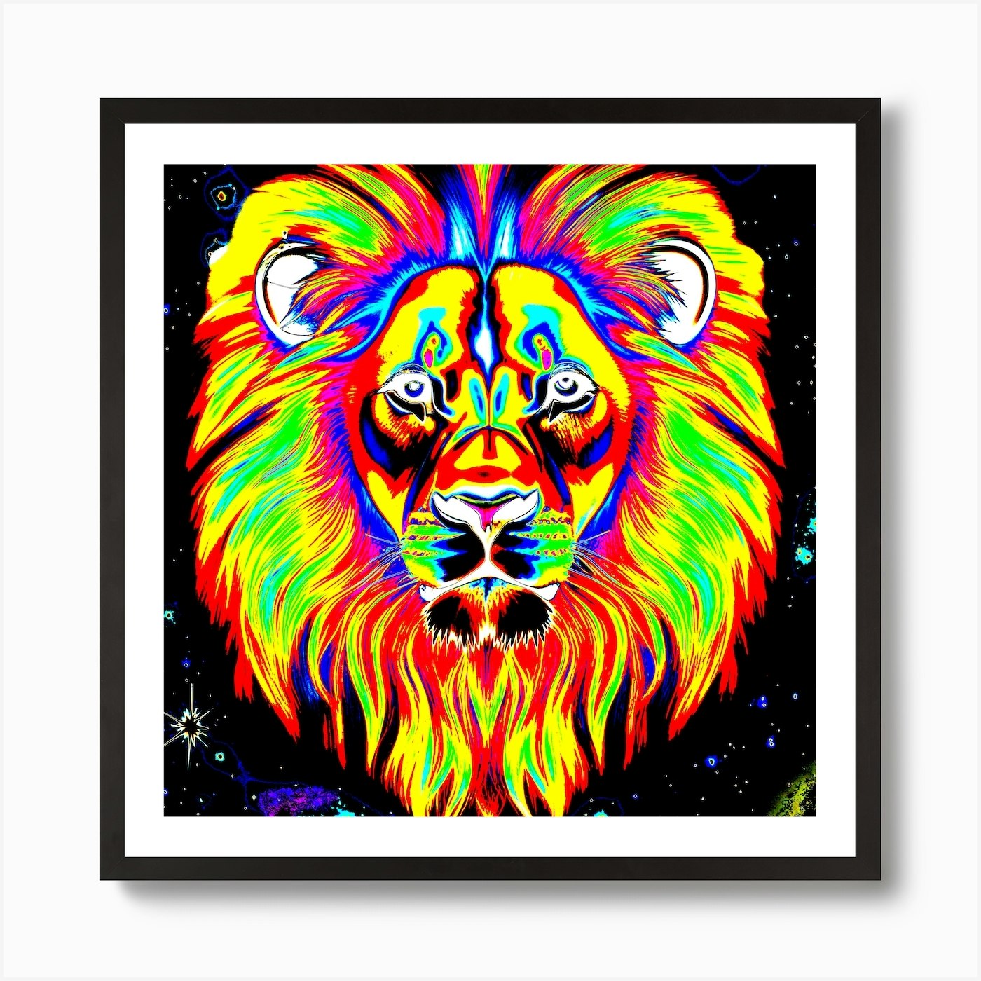 The Lion Dark Rainbow Art Print Framed Wall Art Poster Canvas Print Picture