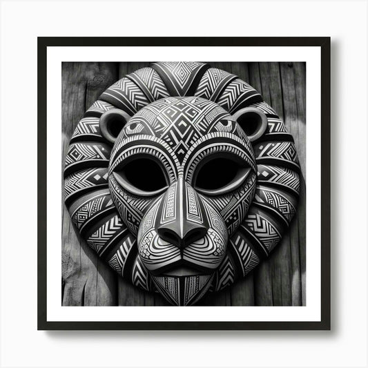 Tribal African Art Lion 2 Art Print Framed Wall Art Poster Canvas Print Picture
