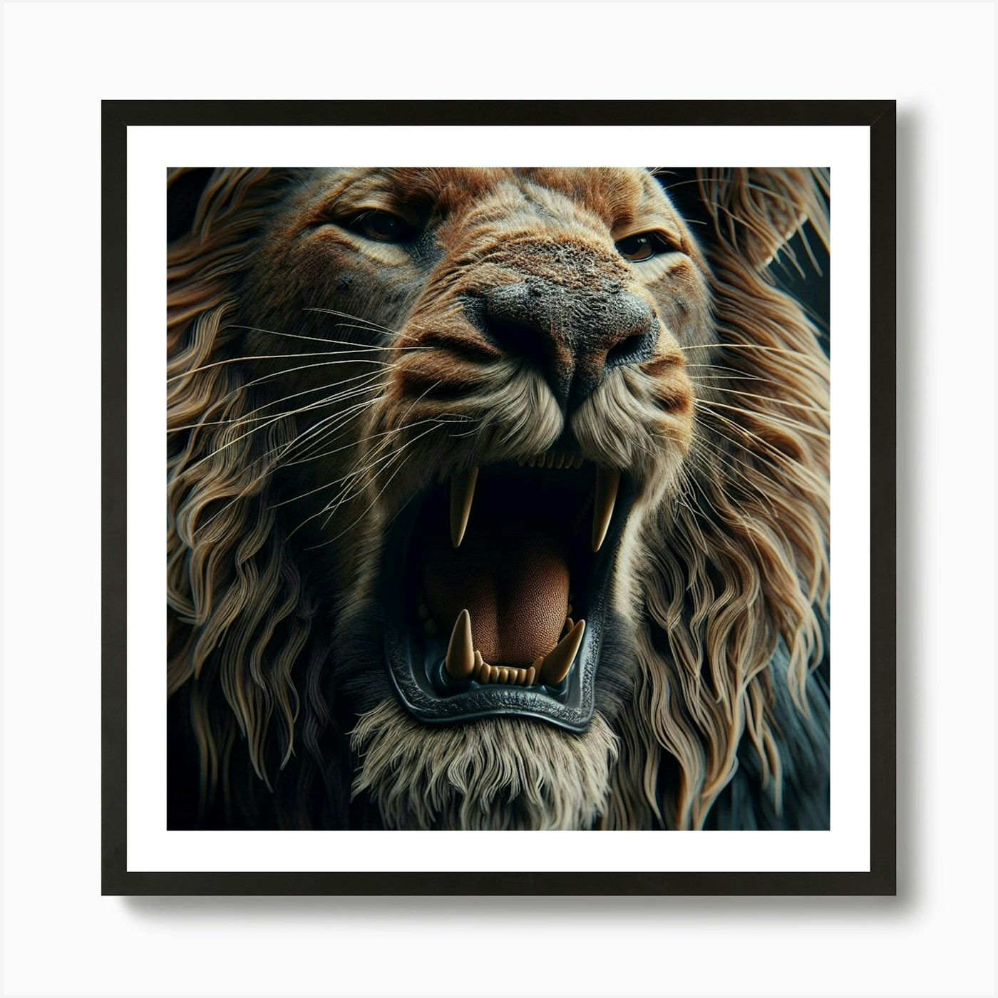 Roaring Lion Art Print Framed Wall Art Poster Canvas Print Picture