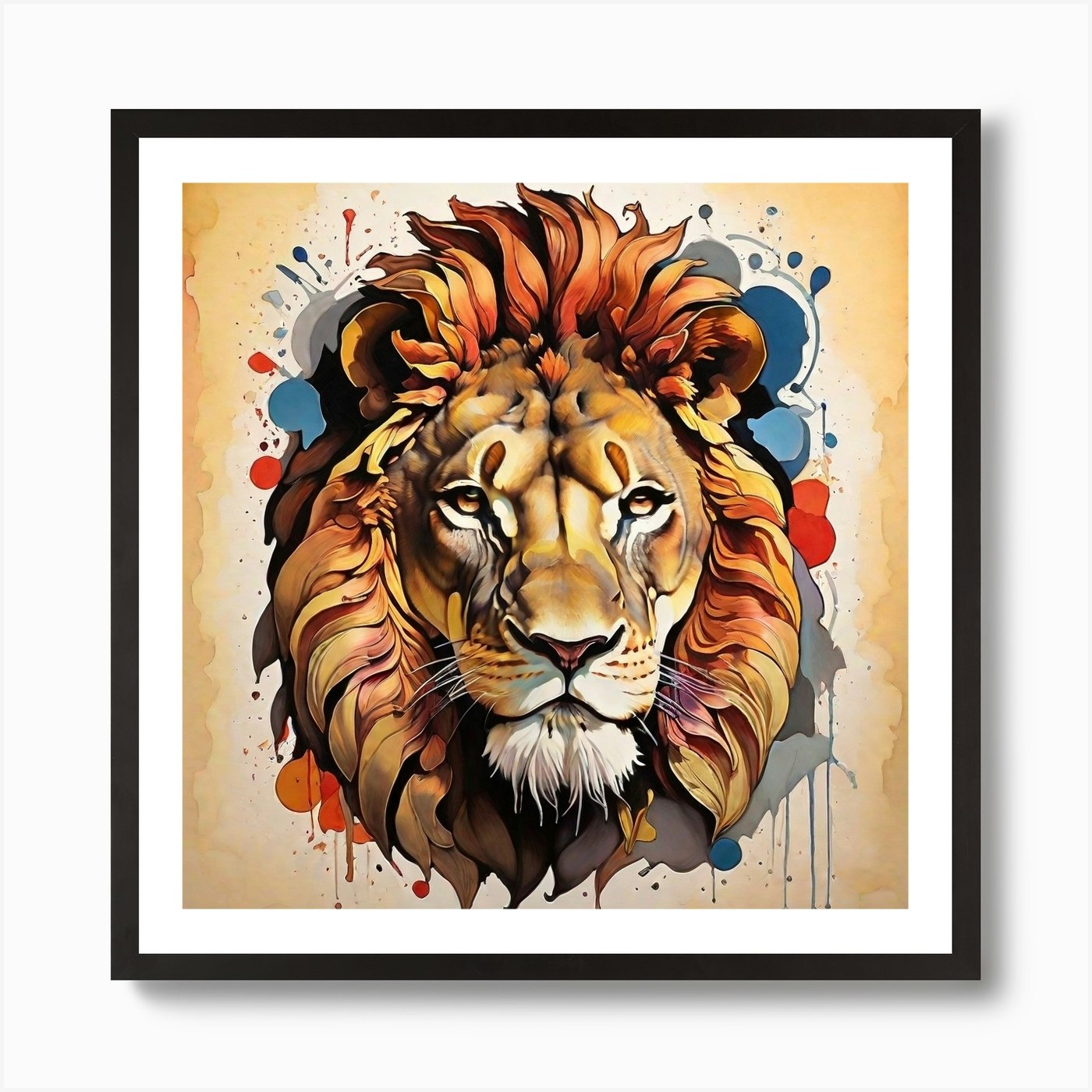 Lion Head Art Print Framed Wall Art Poster Canvas Print Picture