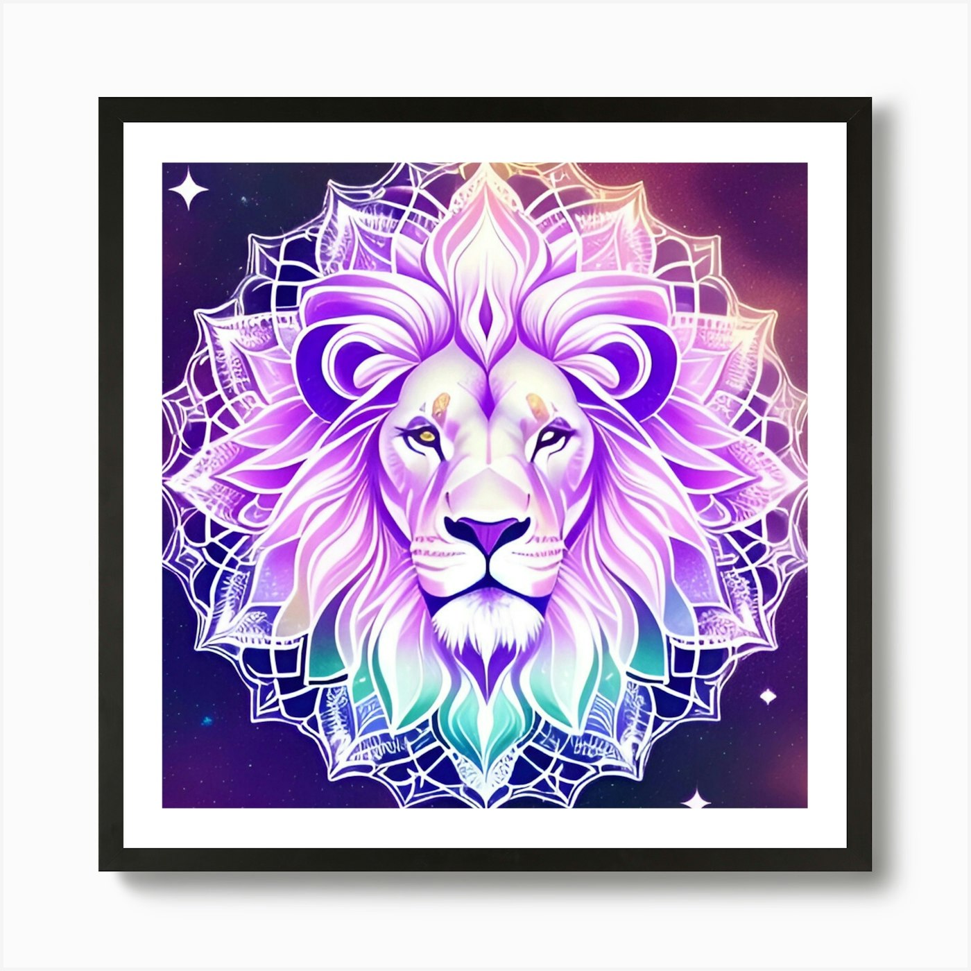 Lion Mandala Art Print Framed Wall Art Poster Canvas Print Picture