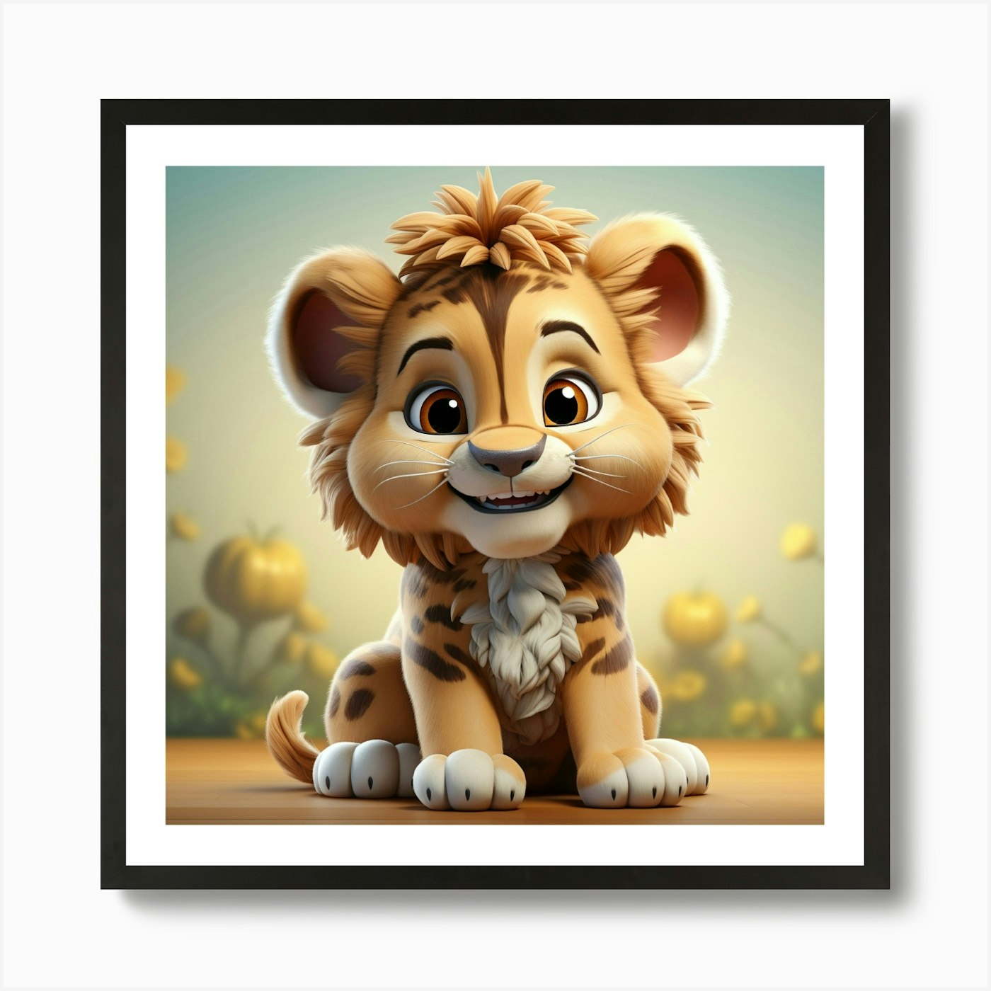 Lion Cub Art Print Framed Wall Art Poster Canvas Print Picture