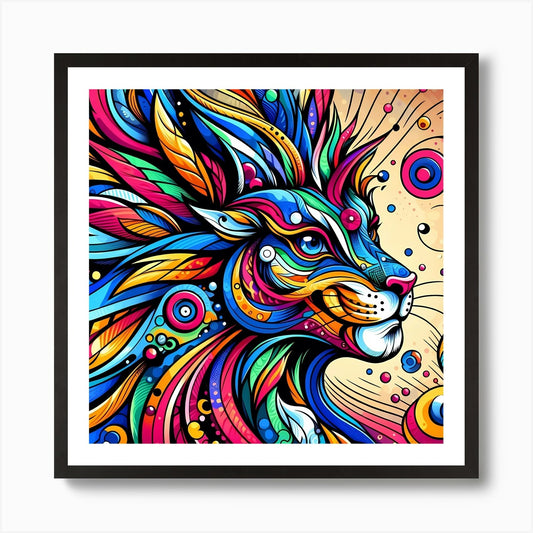 Psychedelic Lion Art Print Framed Wall Art Poster Canvas Print Picture
