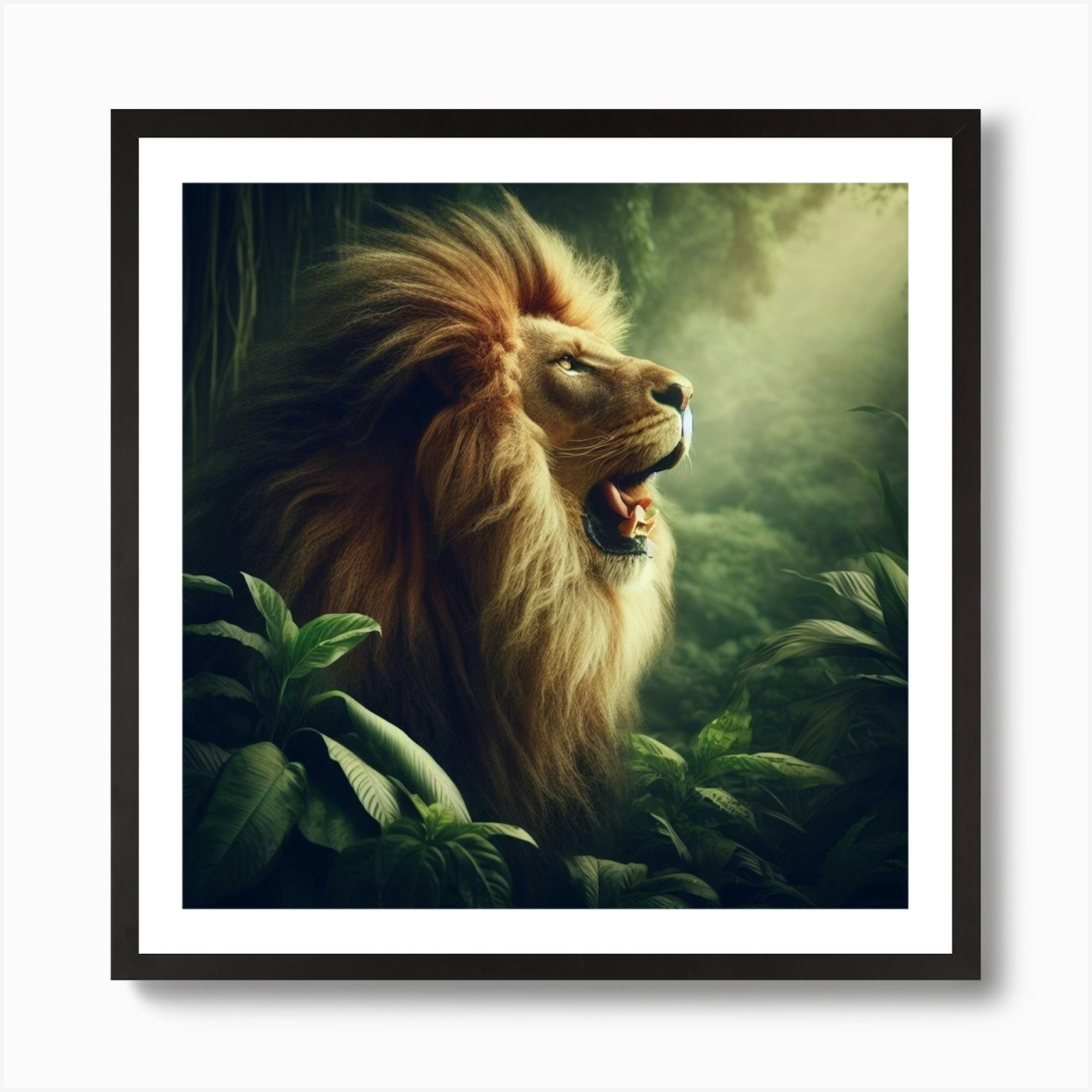 Lion In The Jungle Art Print Framed Wall Art Poster Canvas Print Picture