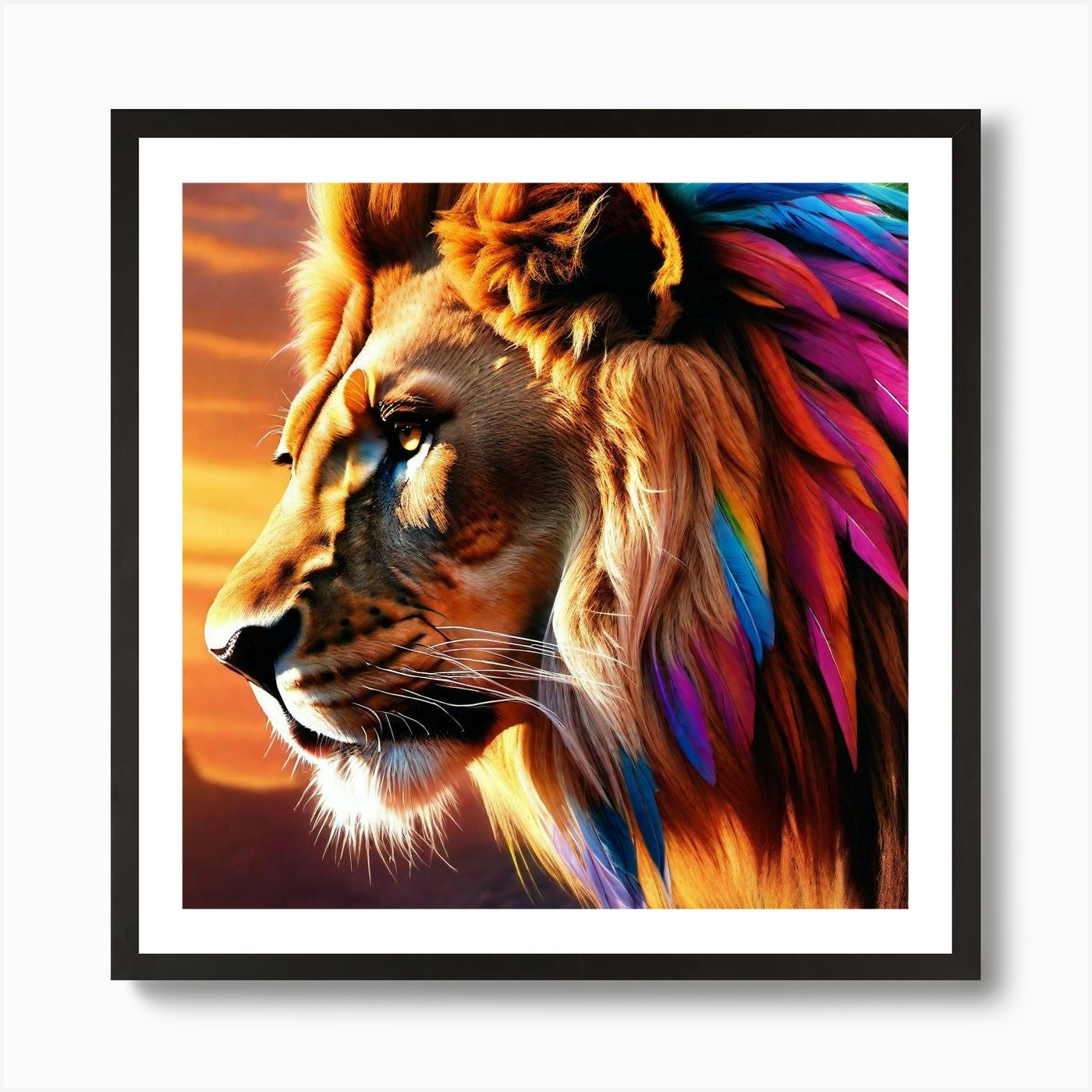 Colorful Lion 12 Art Print Framed Wall Art Poster Canvas Print Picture