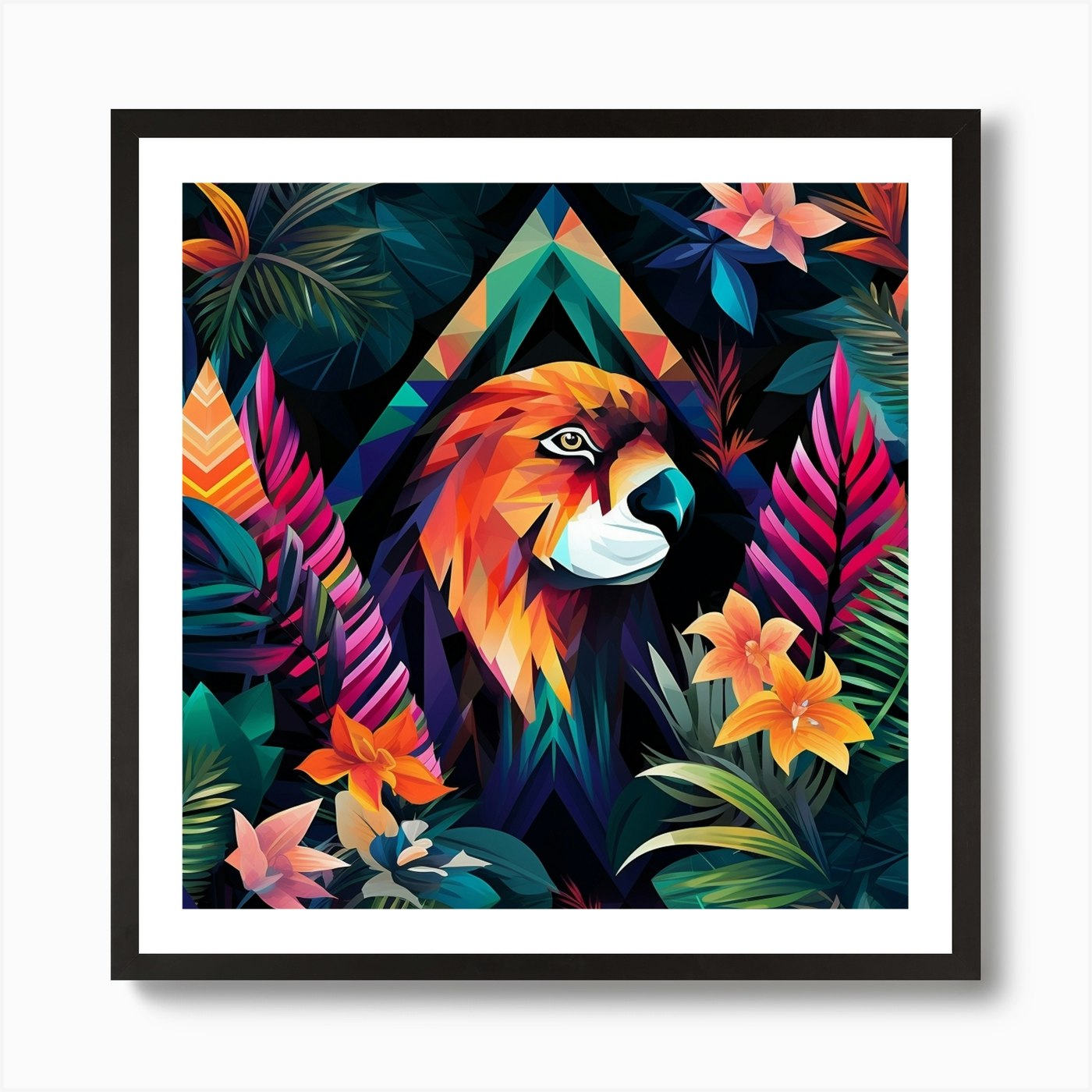 Lion In The Jungle 5 Art Print Framed Wall Art Poster Canvas Print Picture