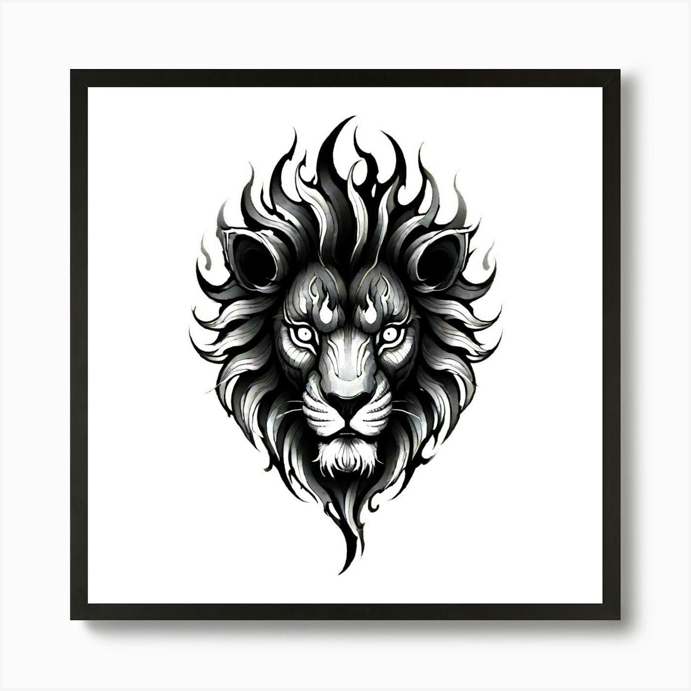 Lion Head Tattoo 12 Art Print Framed Wall Art Poster Canvas Print Picture