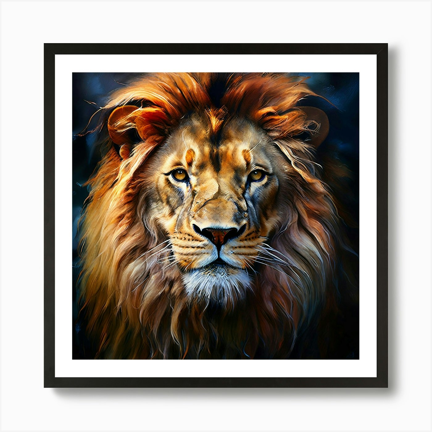 Watercolor Male Lion Studio Photogr Framed Wall Art Poster Canvas Print Picture