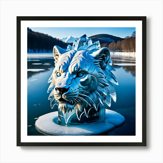 Ice Sculpture Of A Lion Art Print Framed Wall Art Poster Canvas Print Picture