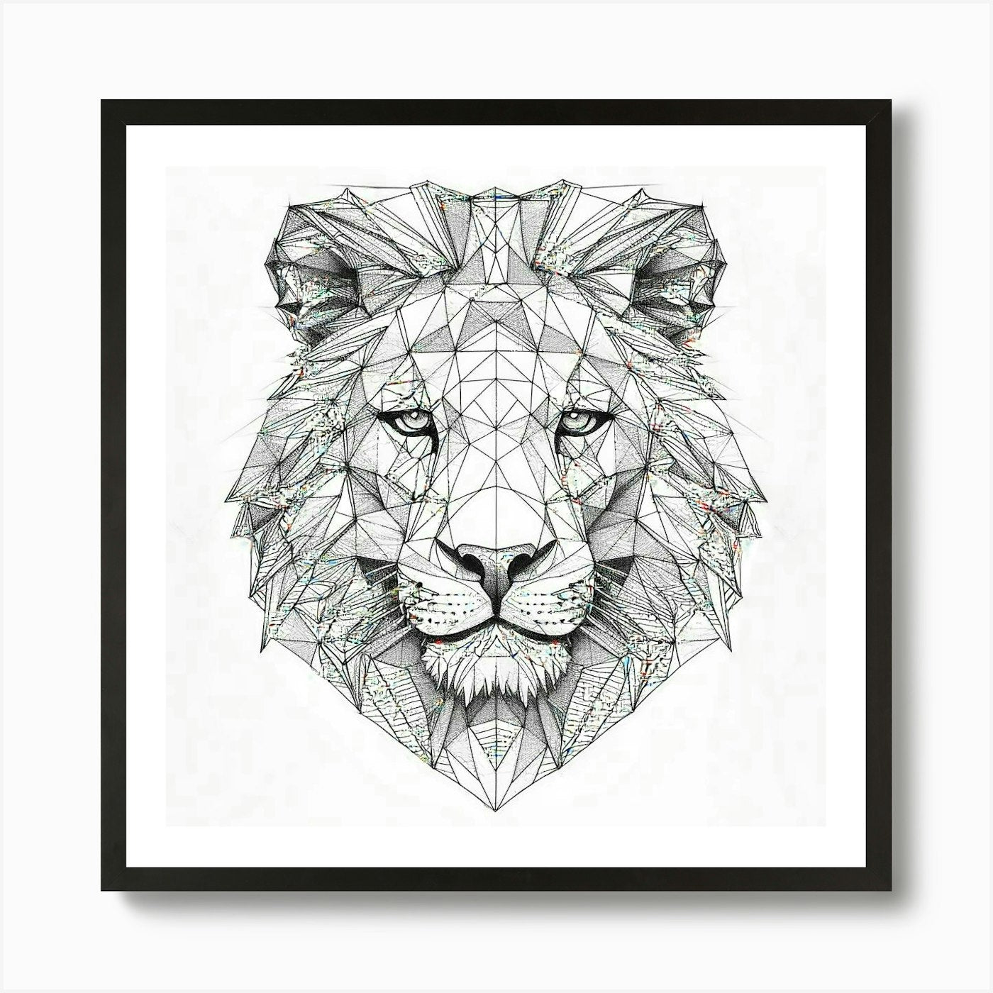 Geometric Lion Head Art Print Framed Wall Art Poster Canvas Print Picture