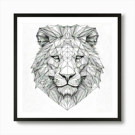 Geometric Lion Head Art Print Framed Wall Art Poster Canvas Print Picture