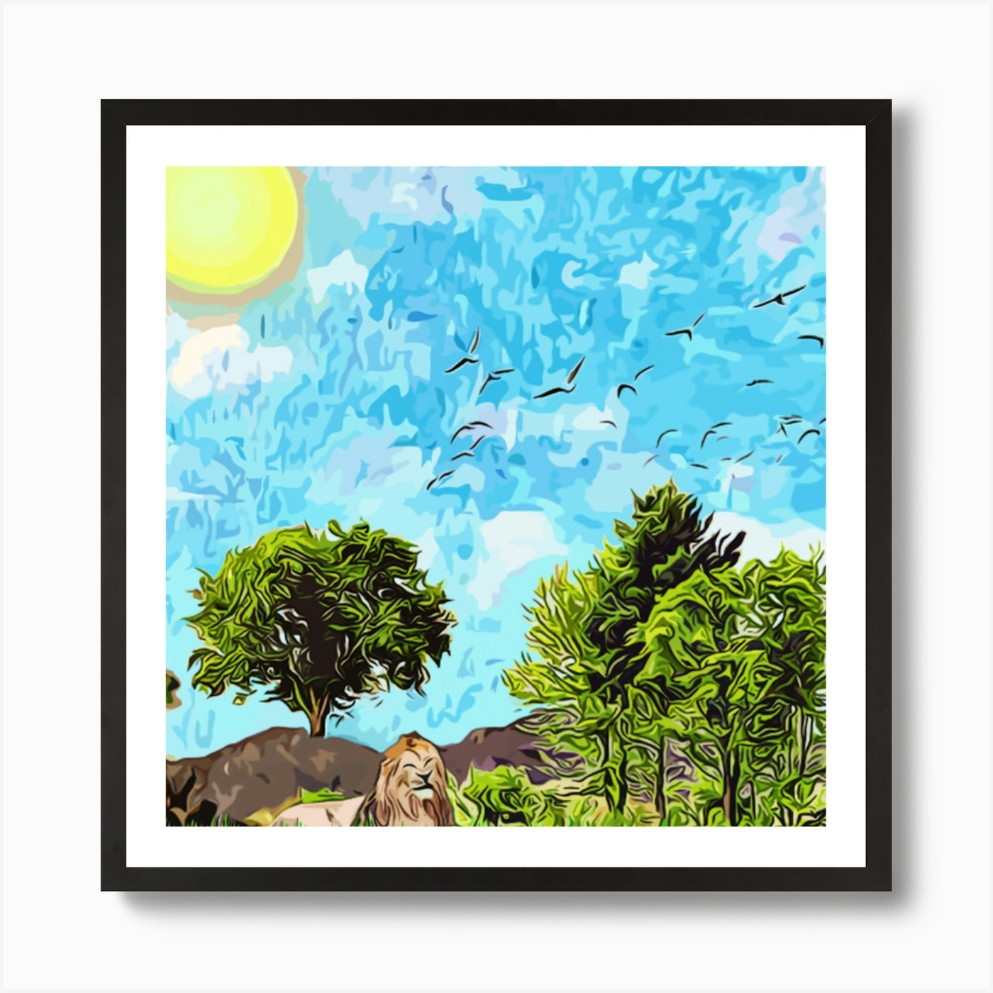 Lions In The Grass Art Print Framed Wall Art Poster Canvas Print Picture
