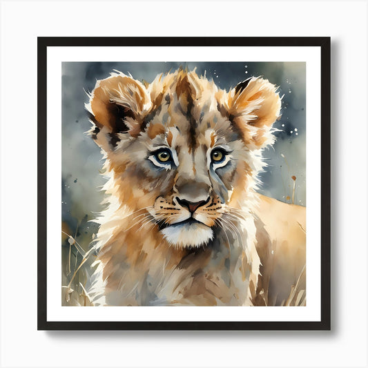 Lion Cub Art Print Framed Wall Art Poster Canvas Print Picture