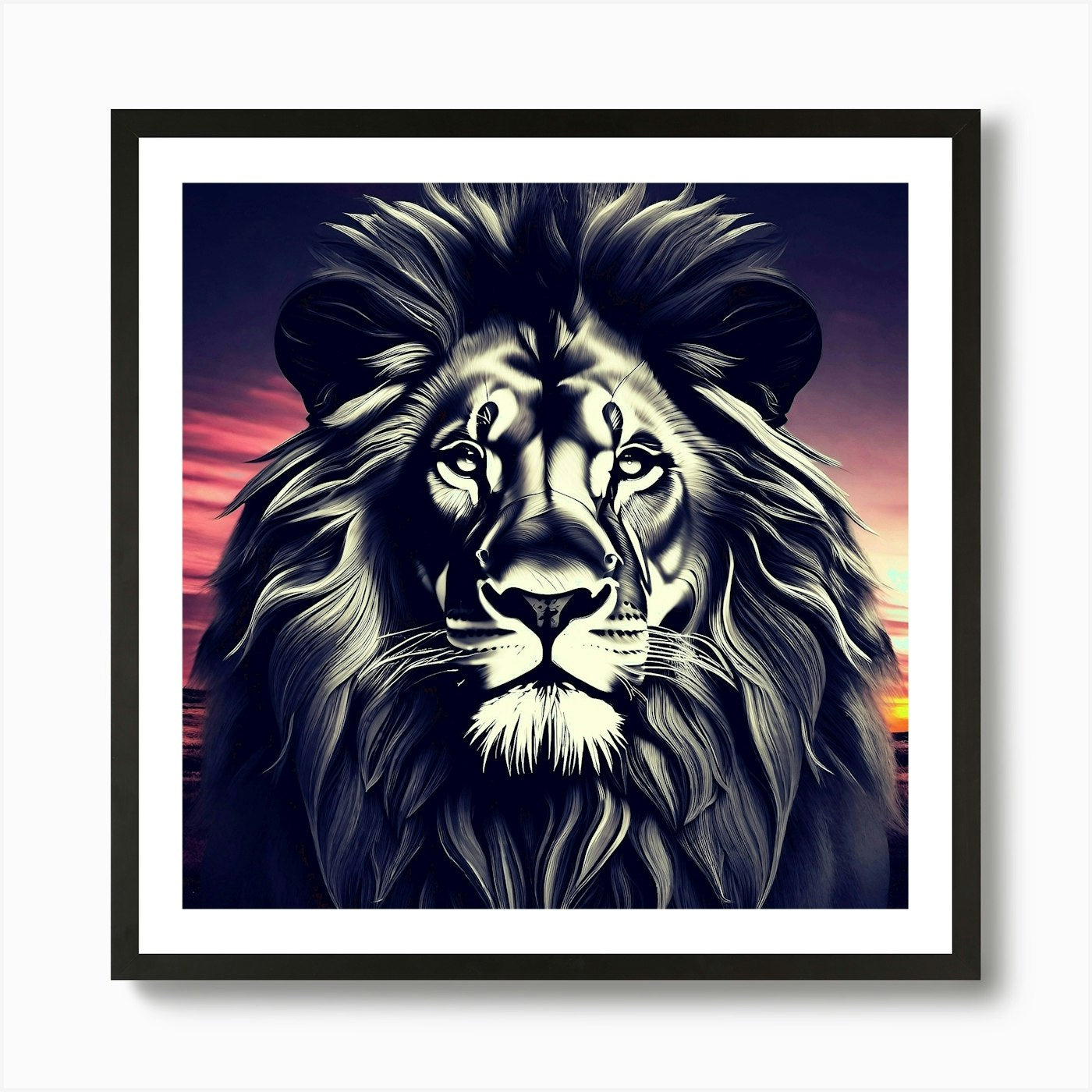 Lion At Sunset Art Print Framed Wall Art Poster Canvas Print Picture