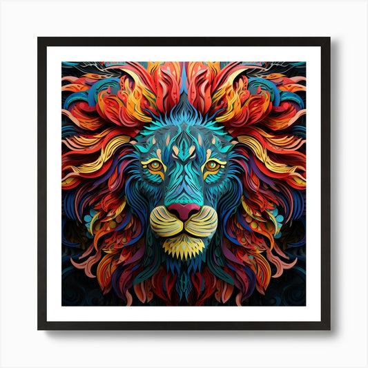 Colorful Lion Head Art Print Framed Wall Art Poster Canvas Print Picture