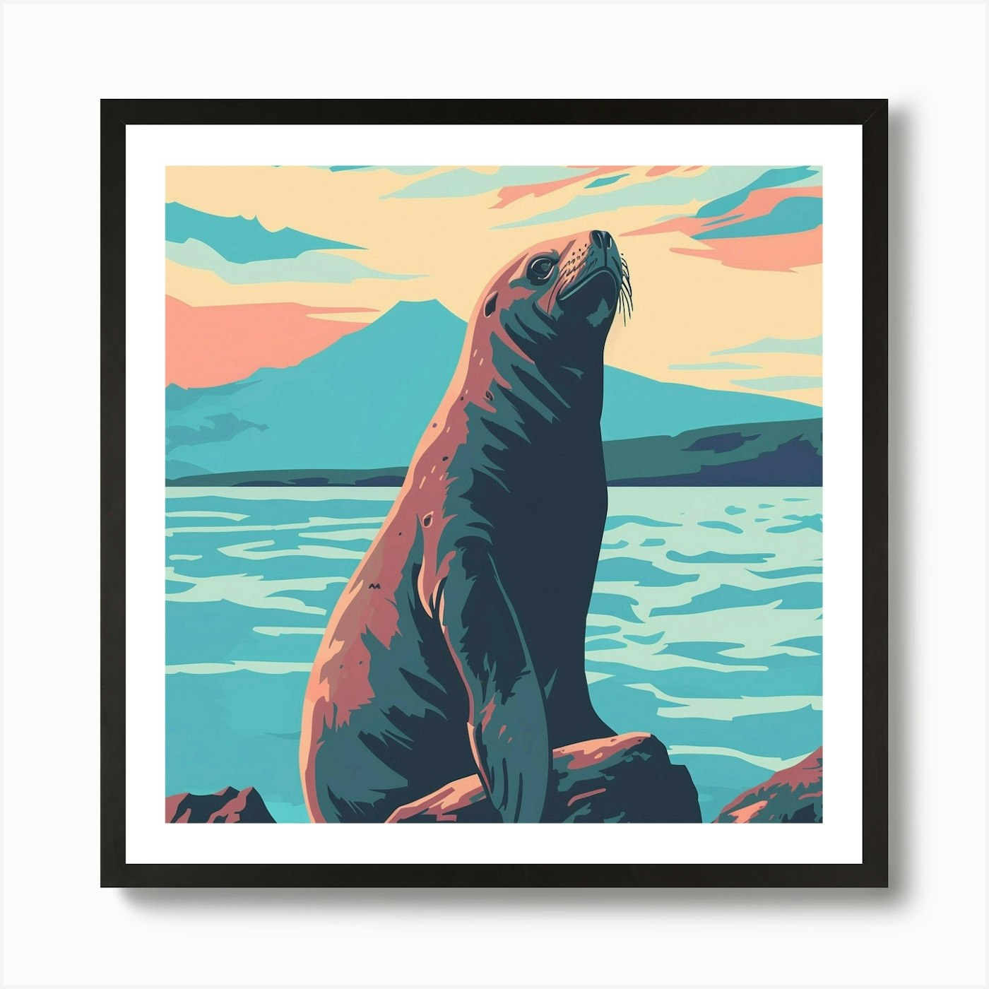 Sea Lion Art Print Framed Wall Art Poster Canvas Print Picture