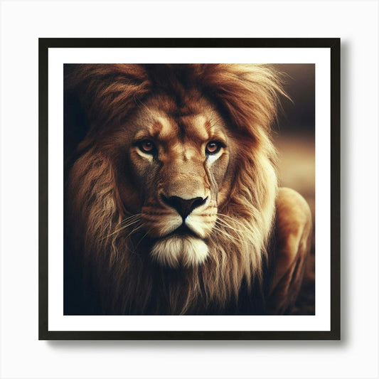 A powerful and majestic lion in its Framed Wall Art Poster Canvas Print Picture
