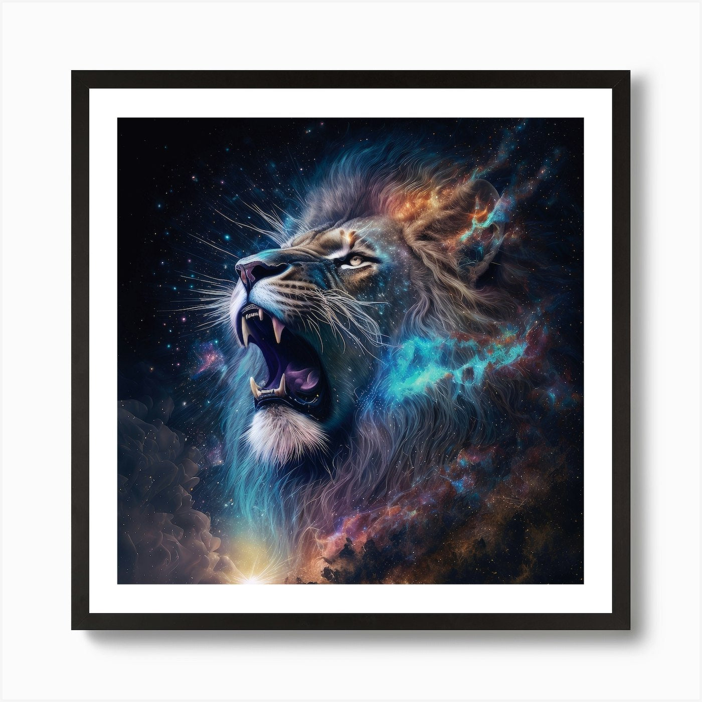 Galactic Roar, Lion Art Print Framed Wall Art Poster Canvas Print Picture