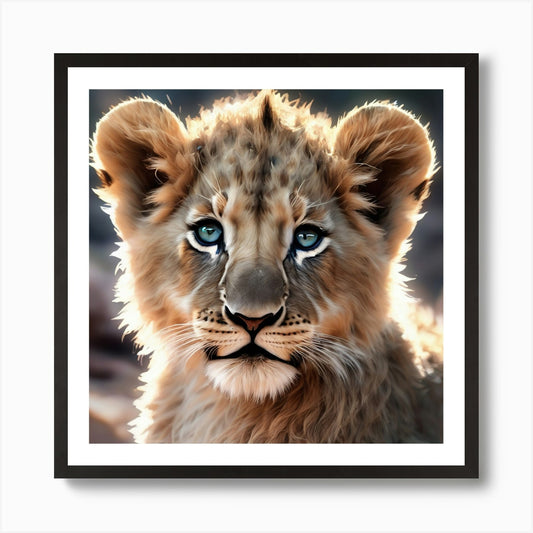 Beautifully designed lion cub Art P Framed Wall Art Poster Canvas Print Picture