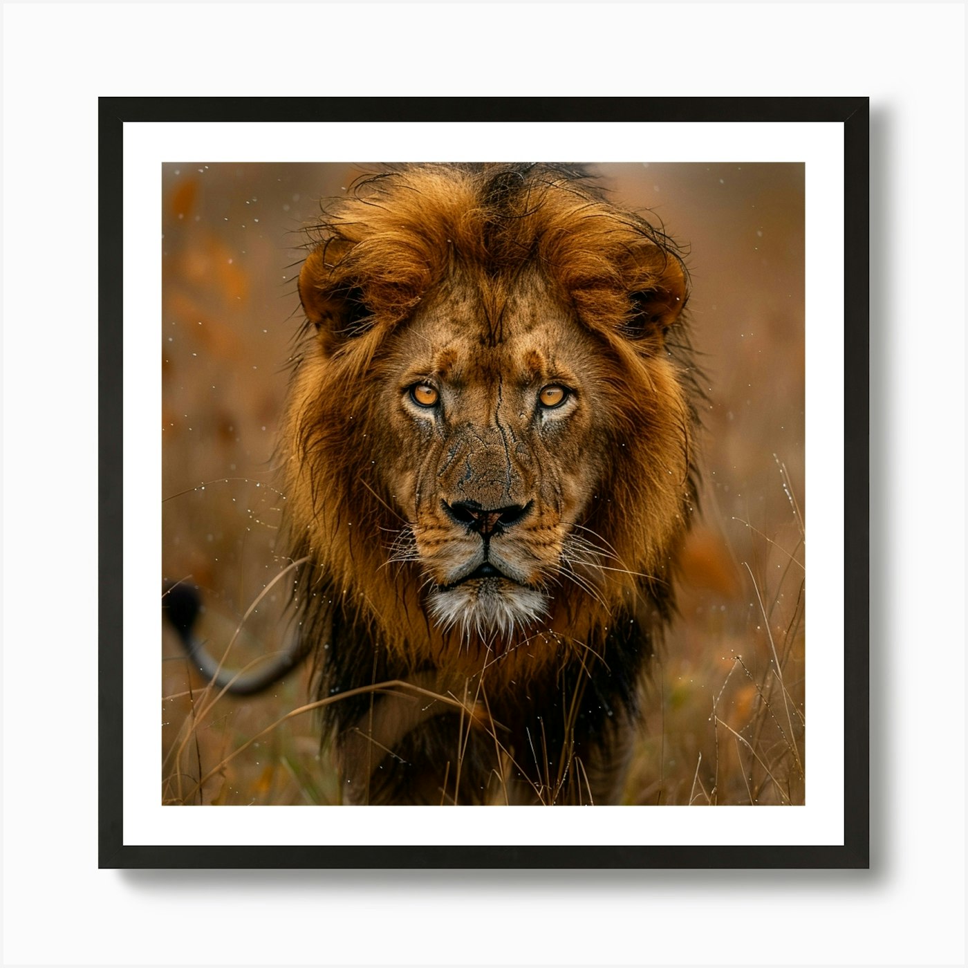 Lion In The Grass 1 Art Print Framed Wall Art Poster Canvas Print Picture