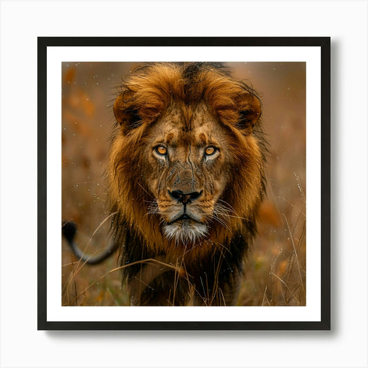 Lion In The Grass 1 Art Print Framed Wall Art Poster Canvas Print Picture