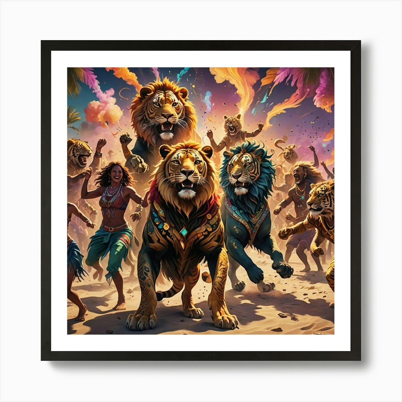 Lions Of The Desert Art Print Framed Wall Art Poster Canvas Print Picture