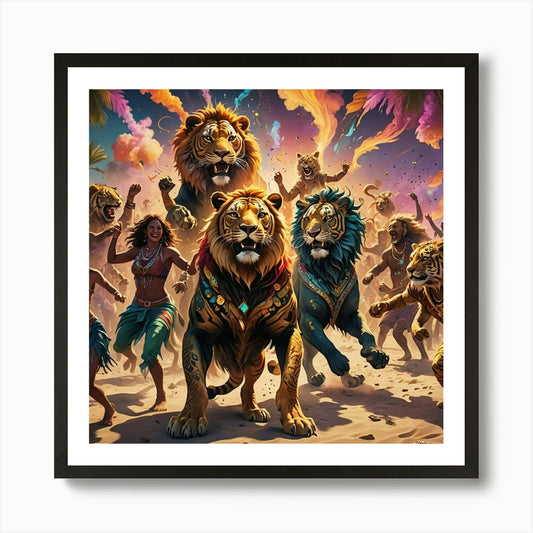 Lions Of The Desert Art Print Framed Wall Art Poster Canvas Print Picture