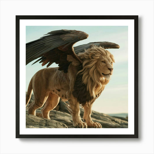 Majestic Griffin: The Lion-Eagle Hy Framed Wall Art Poster Canvas Print Picture