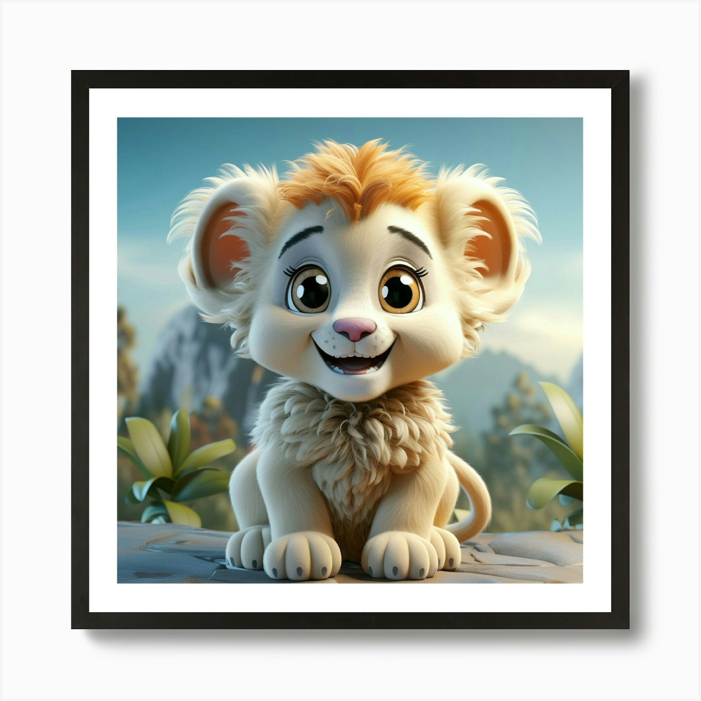 Lion Cub 29 Art Print Framed Wall Art Poster Canvas Print Picture
