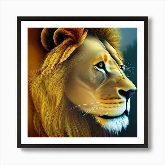 Lion Portrait Art Print Framed Wall Art Poster Canvas Print Picture