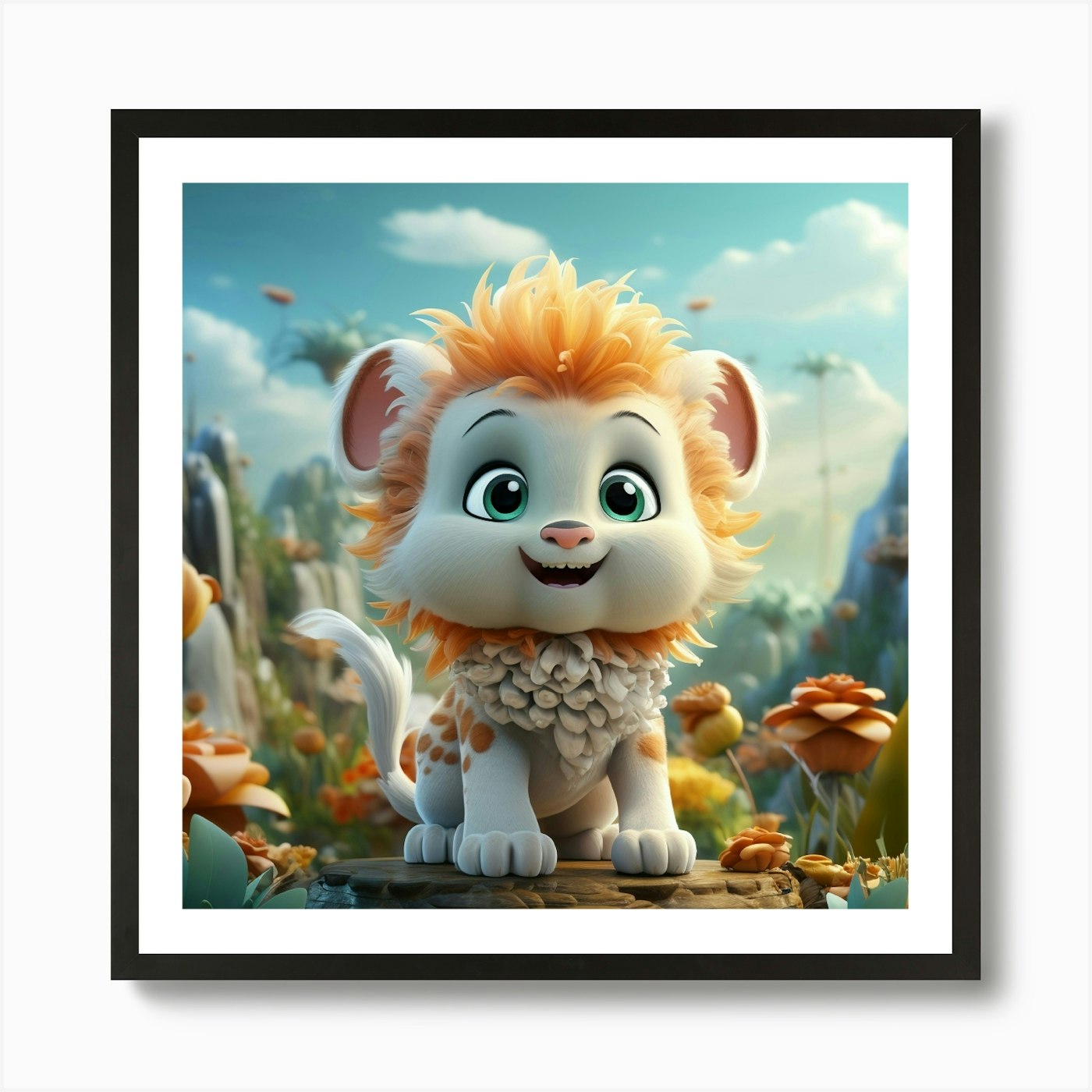 Cute Lion 9 Art Print Framed Wall Art Poster Canvas Print Picture
