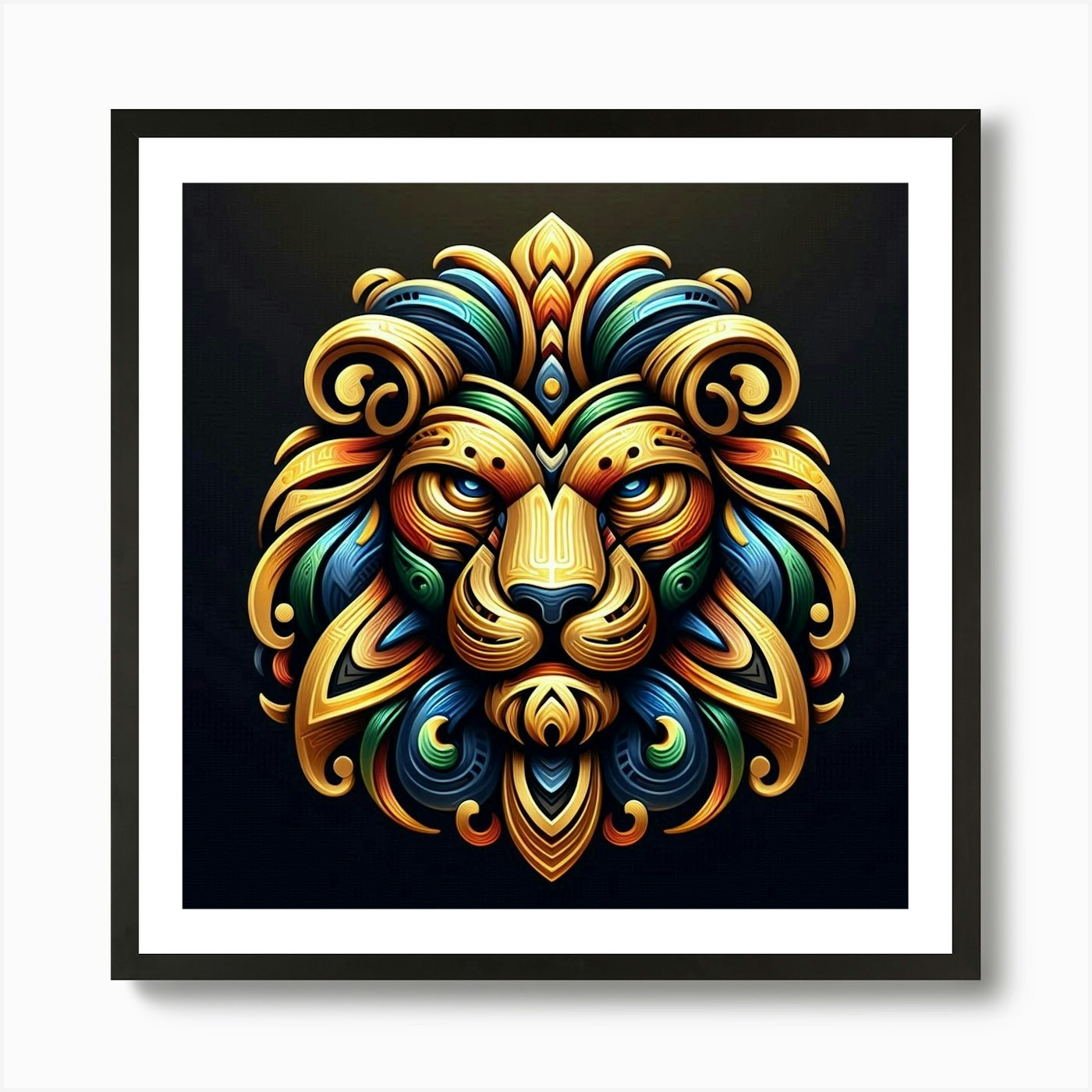 Lion head tribal 2 Art Print Framed Wall Art Poster Canvas Print Picture