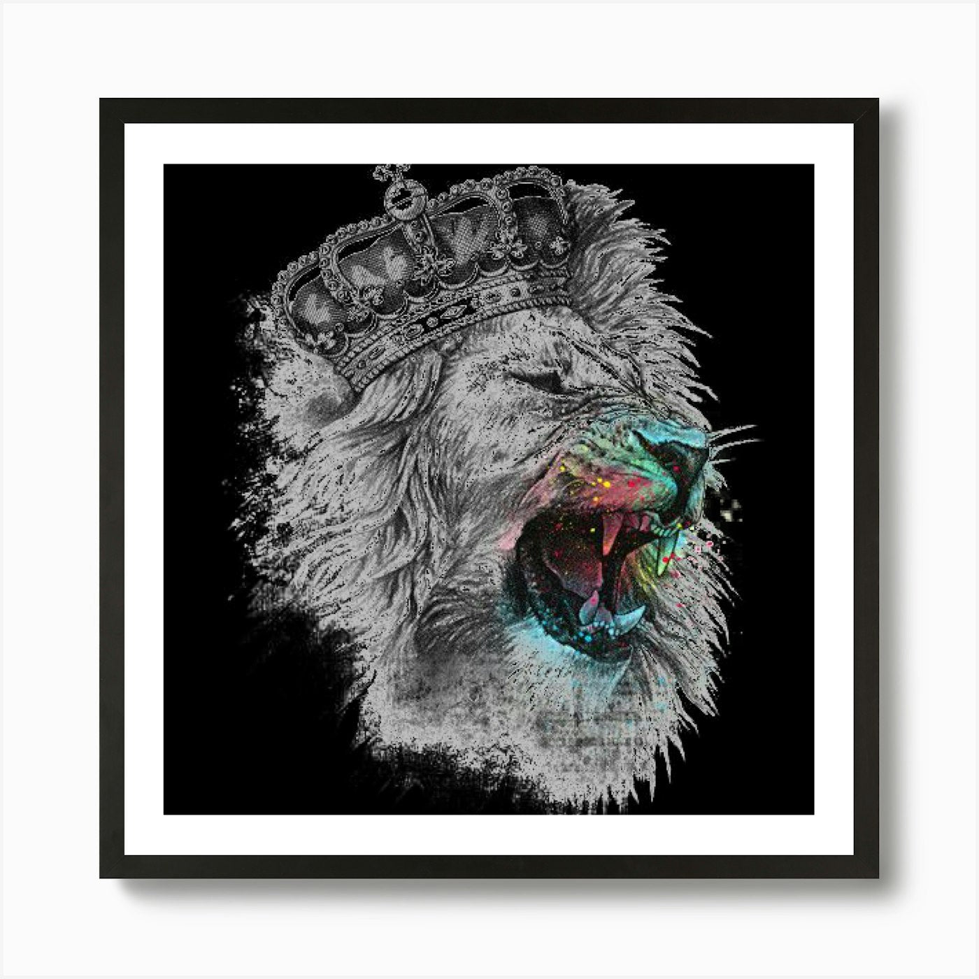 Lion With Crown Art Print Framed Wall Art Poster Canvas Print Picture